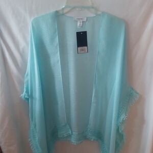 Nine West Aqua Fringe Wrap